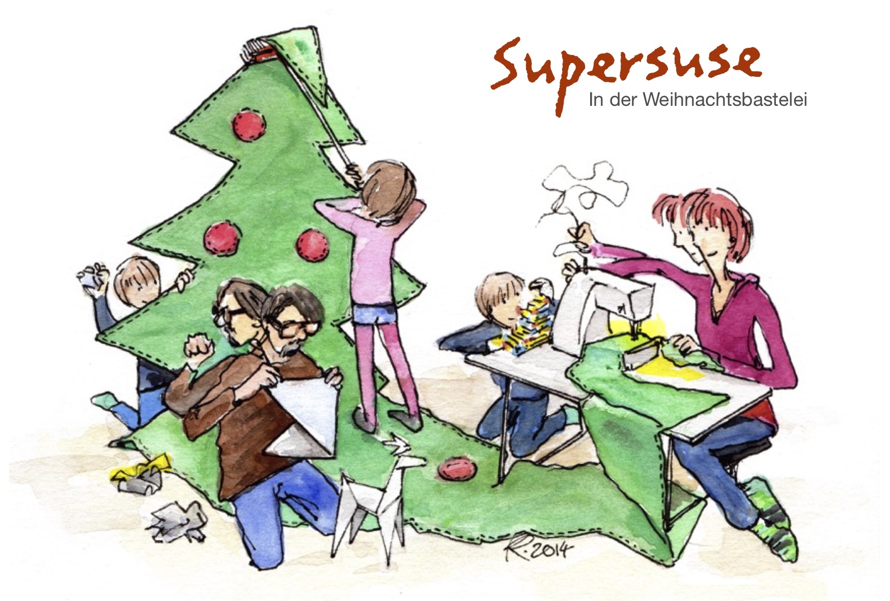 [Cartoon: In der Weihnachtsbastelei]